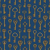 Blue vintage background with old keys vector