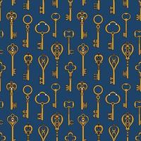 Blue vintage background with old keys vector