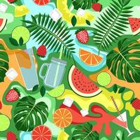 Fondo transparente verde con coloridas bebidas y frutas