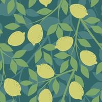 Green seamless background with lemon branches vector