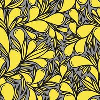 Grey seamless background with yellow paisley pattern vector