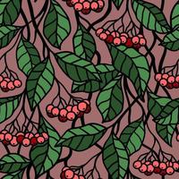 Pink seamless background with pink berries on the branches vector