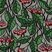 Grey seamless background with pink berries on the branches vector