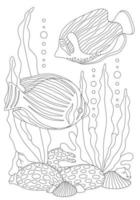 Tropical sea fish coloring book vector