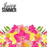 Festive banner with bright tropical flowers vector