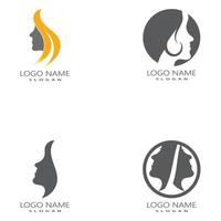Woman face silhouette character illustration logo icon vector set