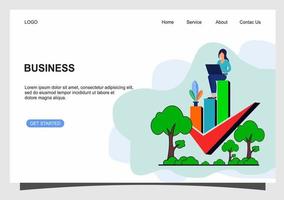 Landing page with girl and graphics vector