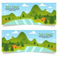 Natural background with lakes and mountains vector