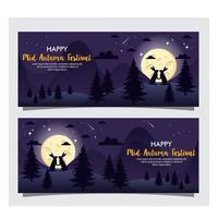 Purple background with rabbits on full moon night vector