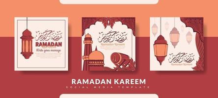 Ramadan post template, social media post template set vector