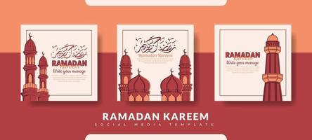 Ramadan post template, social media post template set vector