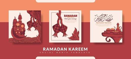 Ramadan post template, social media post template set vector