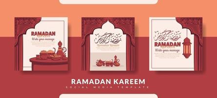plantilla de publicación de Ramadán, conjunto de plantillas de publicación de redes sociales vector