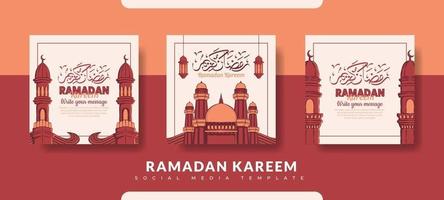 Ramadan post template, social media post template set vector