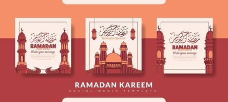 Ramadan post template, social media post template set vector