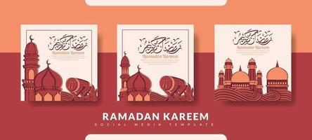 Ramadan post template, social media post template set vector