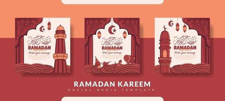 Ramadan post template, social media post template set vector