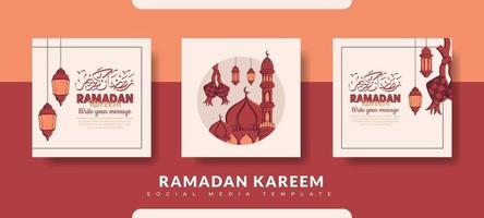 Ramadan post template, social media post template set vector