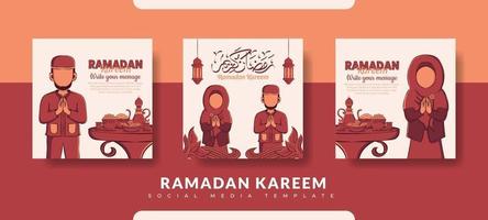 Ramadan post template, social media post template set vector