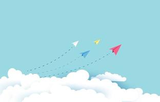 Sky clouds with paper planes vector EPS10 illustration.