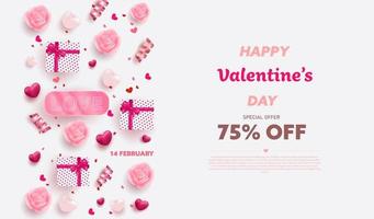 Happy Valentine Day background or banner with lovely elements. vector