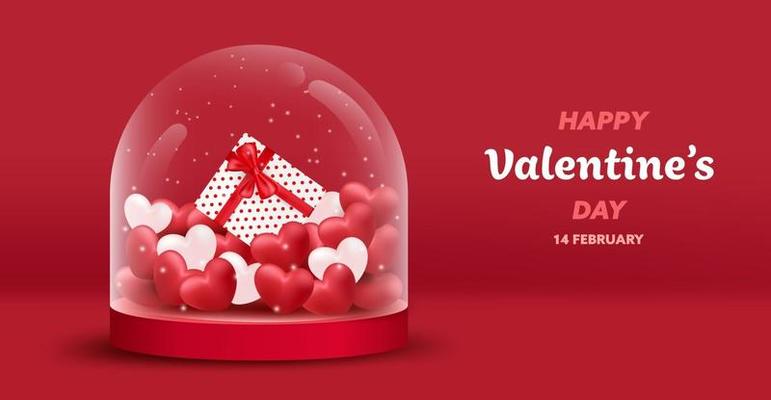 Happy Valentine Day background or banner with lovely elements.