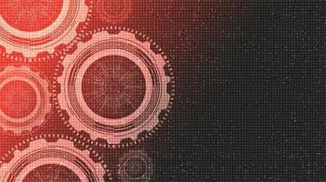 Red Digital Gears on Technology Background vector