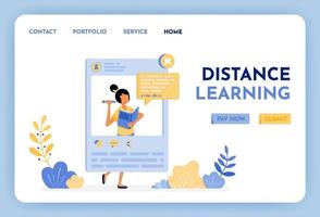 Women teach math on social media. Distance learning is the future of education. Education and learning apps platform for students and schools. Illustration for landing page, web, website, poster, ui vector