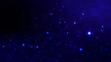 particules de poussière scintillantes bleues sur fond bleu foncé video