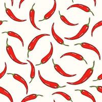Mexican food. Seamless pattern with hand drawn chilli peppers in Sketch style.