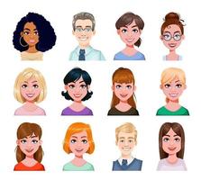 Smiling business people avatar in flat style vector