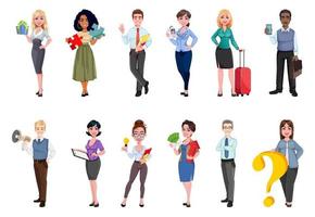 Successful business people cartoon characters vector