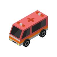 ambulancia isométrica en el fondo vector