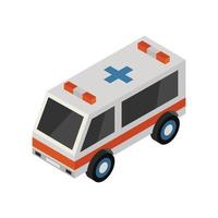 ambulancia isométrica en el fondo vector