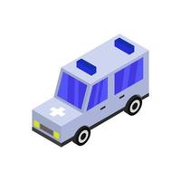 ambulancia isométrica en el fondo vector