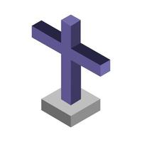 Isometric Religious Cross On Background vector