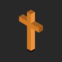 Isometric Religious Cross On Background vector