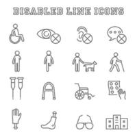 iconos de línea discapacitados vector
