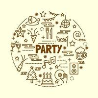 Party minimal thin line icons set vector