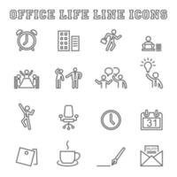 Office life line icons vector