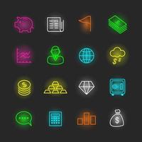 Business neon icon set vector