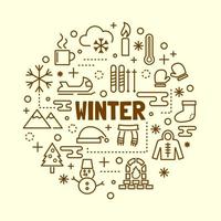 Winter minimal thin line icons set vector