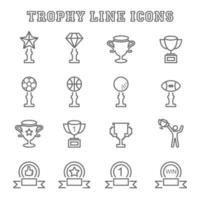 Trophy line icons vector