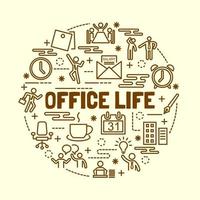 Office life minimal thin line icons set vector