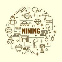 Mining minimal thin line icons set vector