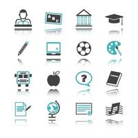 Education icons with reflection vector