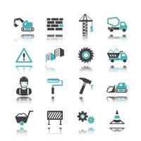 Construction icons with reflection vector
