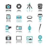 Camera icons with reflection vector