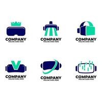 Virtual Logo Set with Blue Color vector