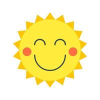 sol sonriente en estilo de dibujos animados. vector objeto aislado. perfecto para viajes, publicidad, sitios web para niños y material impreso.